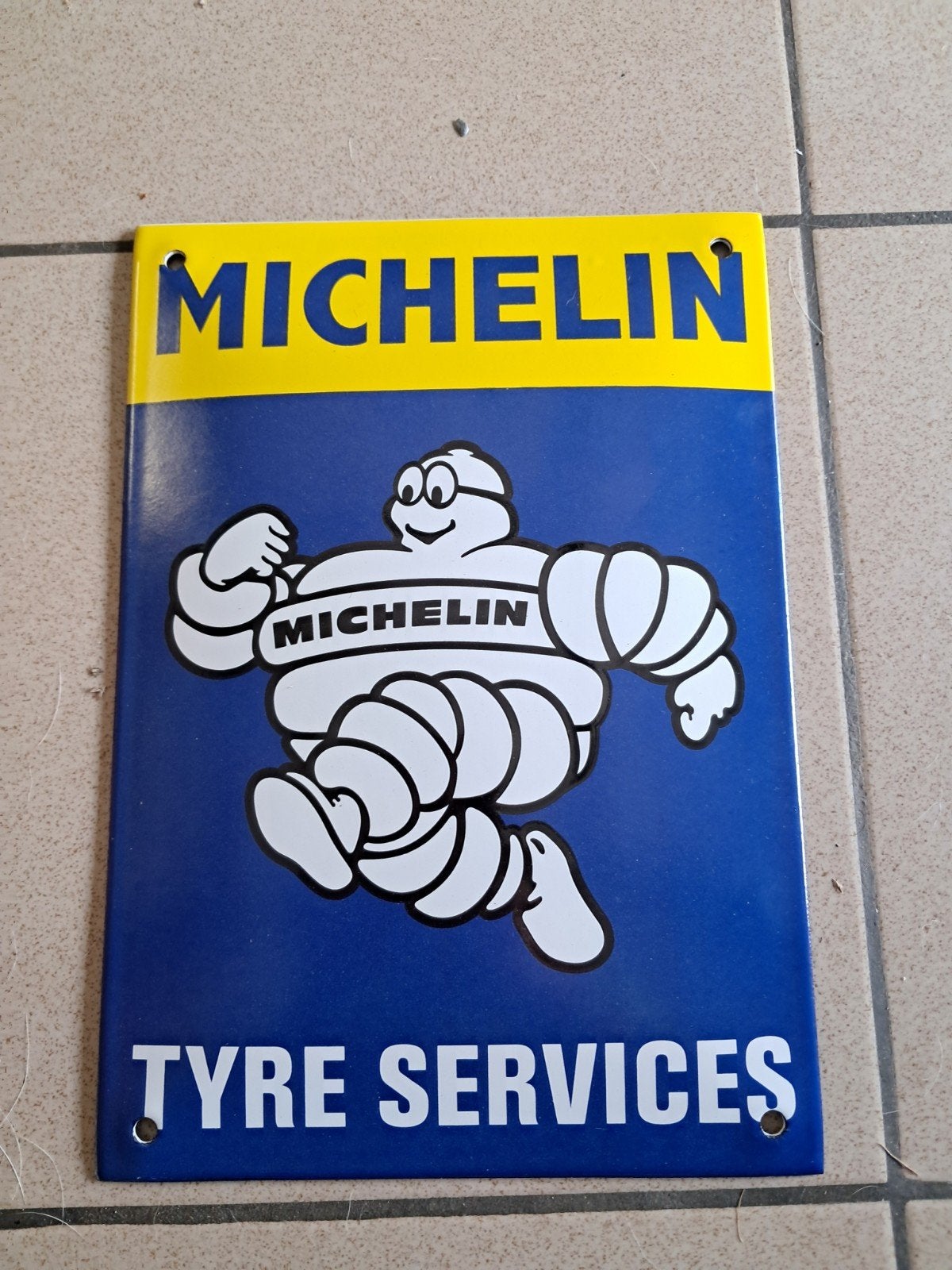 Vintage emaille bord Michelin repro, Collections, Marques & Objets publicitaires, Panneau publicitaire, Enlèvement ou Envoi