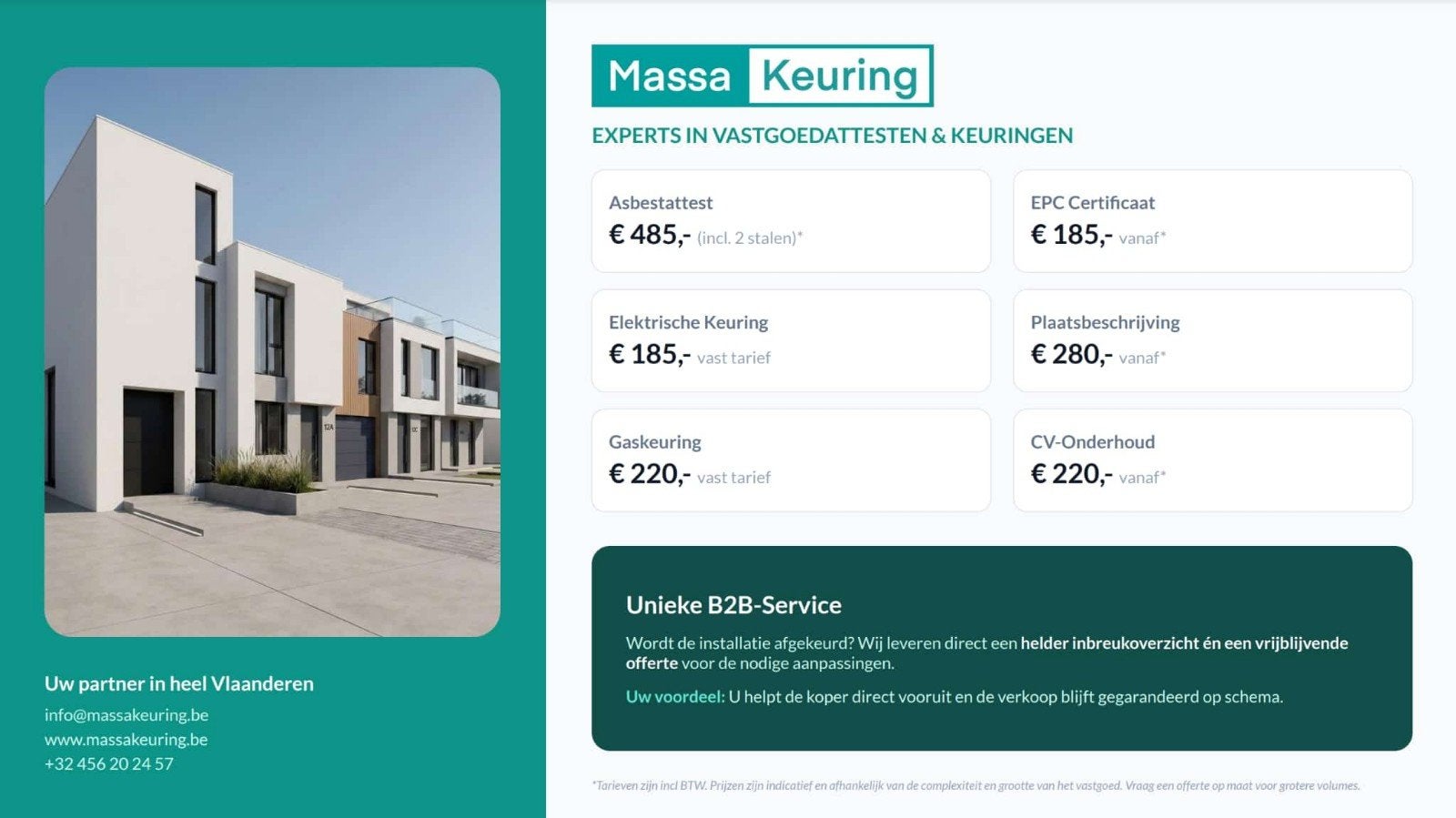 Asbest, EPC, elektriciteit, gas keuring, Ophalen