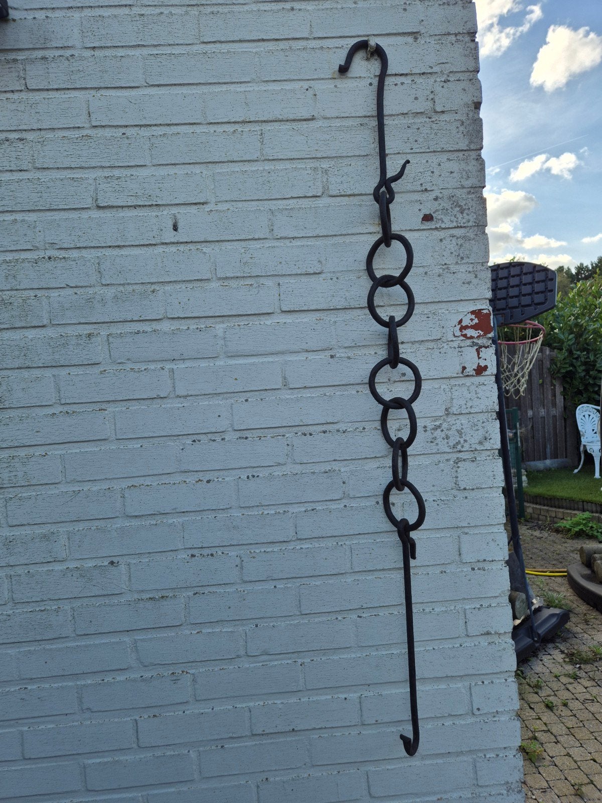 ijzeren ketting met 2 haken, Ophalen