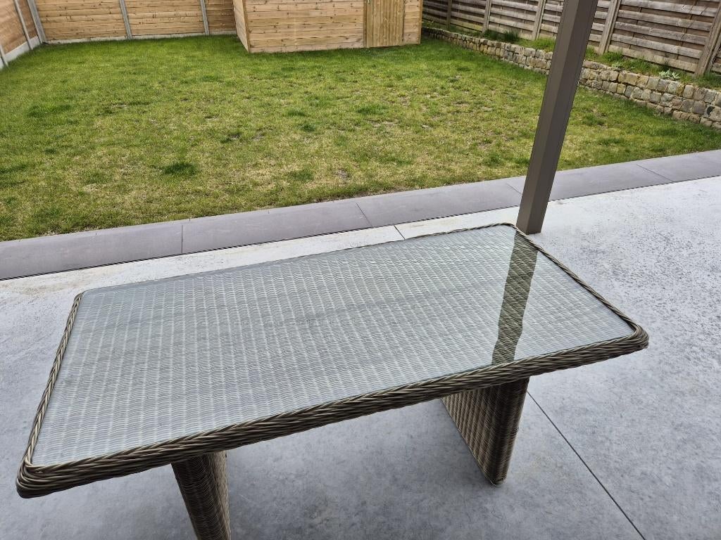 Table de jardin - table de salon à manger - osier - beige, Enlèvement, Comme neuf, Rectangulaire, Osier