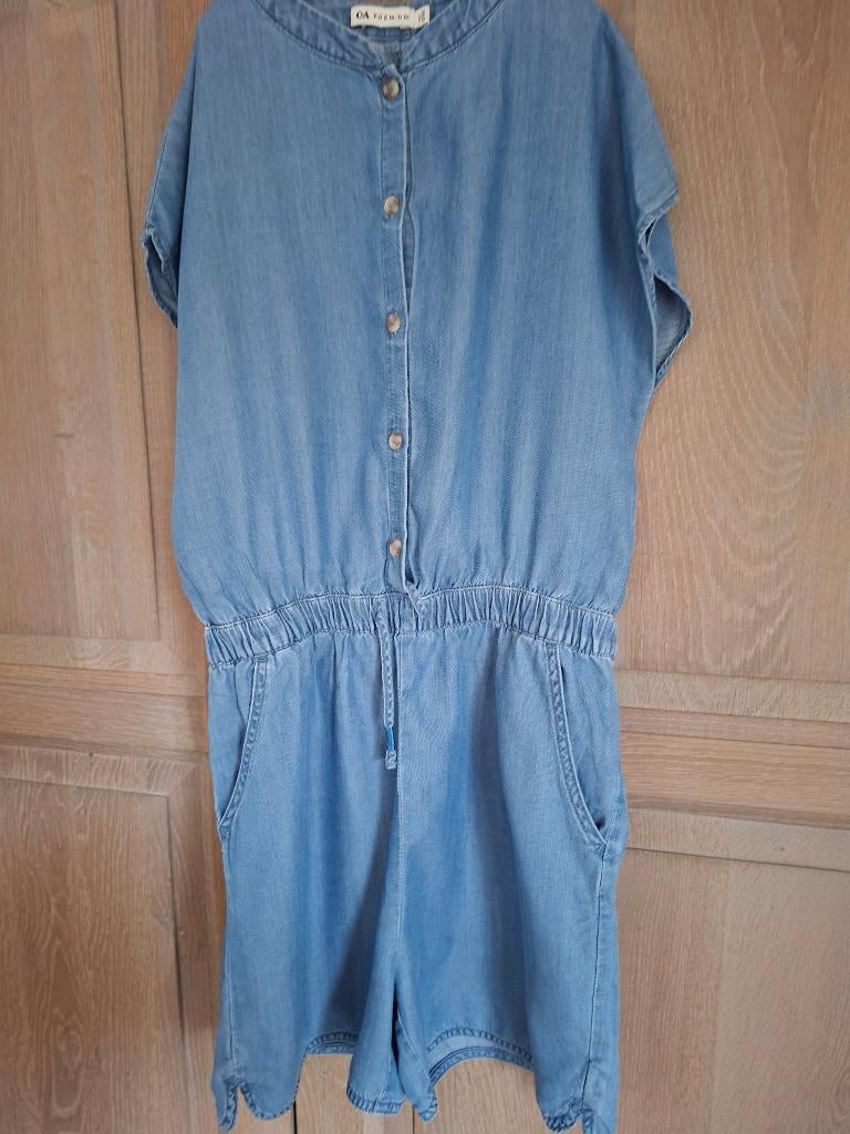 jeans jumpsuit korte broek, m 152, Kinderen en Baby's, Kinderkleding | Maat 152, Broek, C&A, Meisje, Ophalen of Verzenden