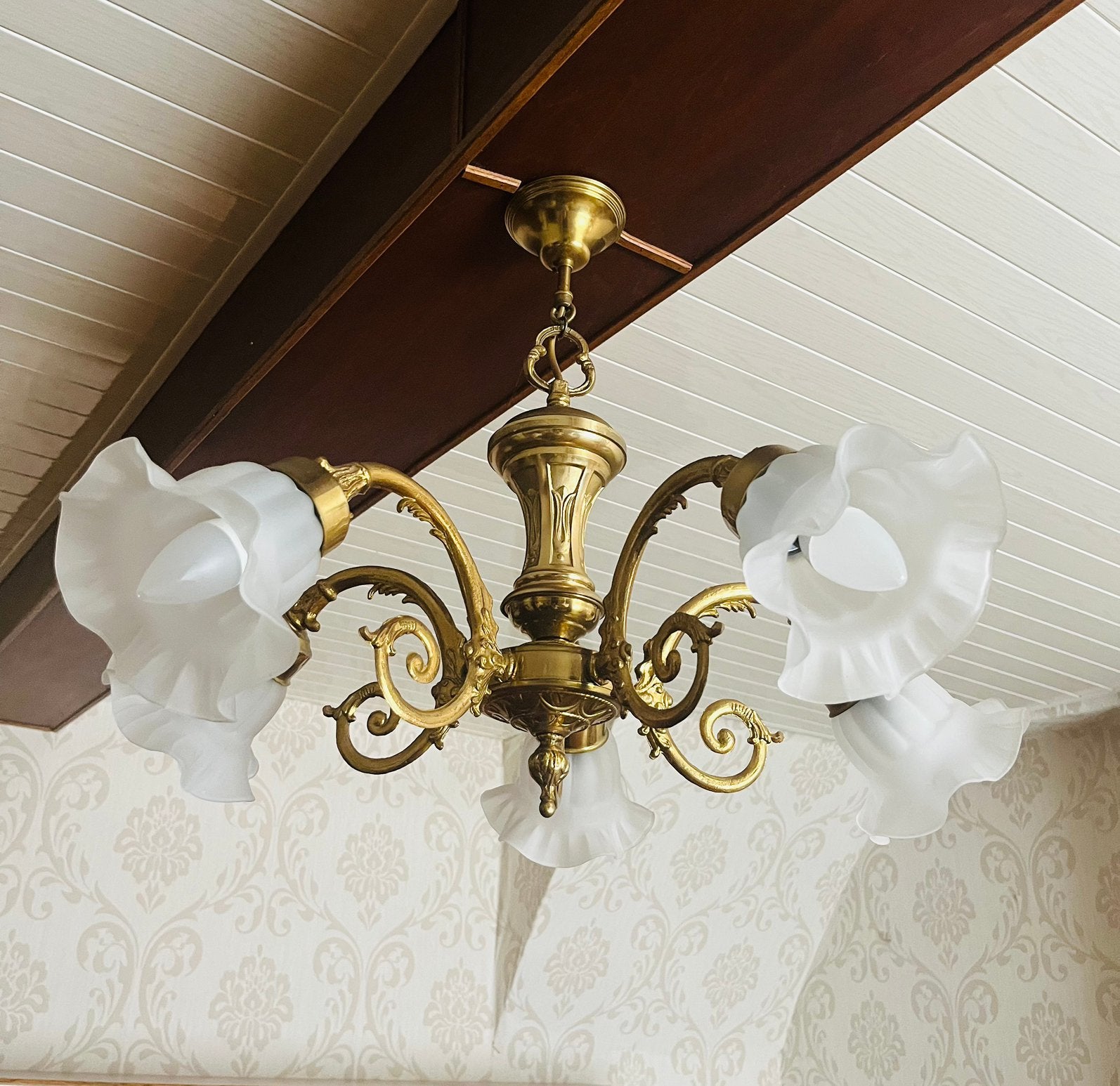 Mooie luster ,vintage, Huis en Inrichting, Ophalen, Gebruikt, Glas, Vintage