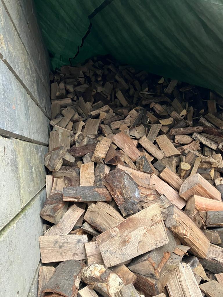 Droog brandhout eik en beuk, Tuin en Terras, Ophalen