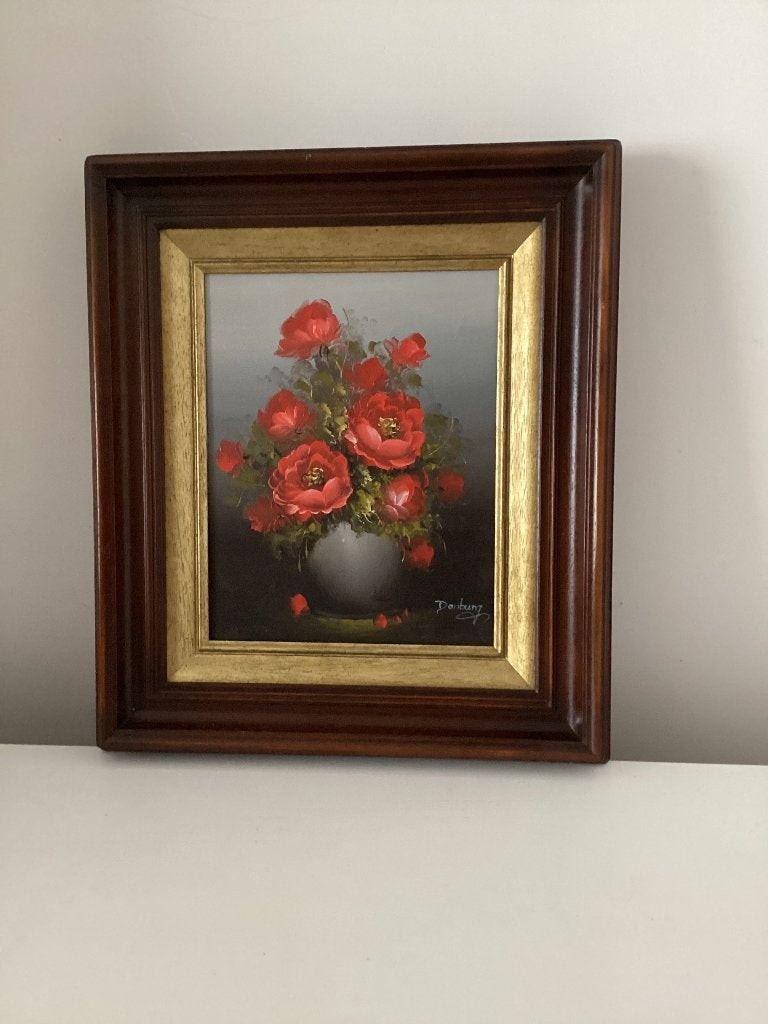 Bloemen, Antiek en Kunst, Doek, Realistisch, Gesigneerd, Olieverf