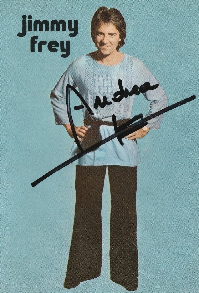 Jimmy Frey - foto met handtekening - 1979, Ophalen of Verzenden, Zo goed als nieuw, Foto of Kaart, Gesigneerd