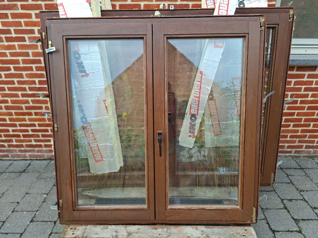 afzelia ramen dubbel glas, Doe-het-zelf en Bouw, Glas en Ramen, Ophalen, Gevelraam of Ruit, Gebruikt, 160 cm of meer