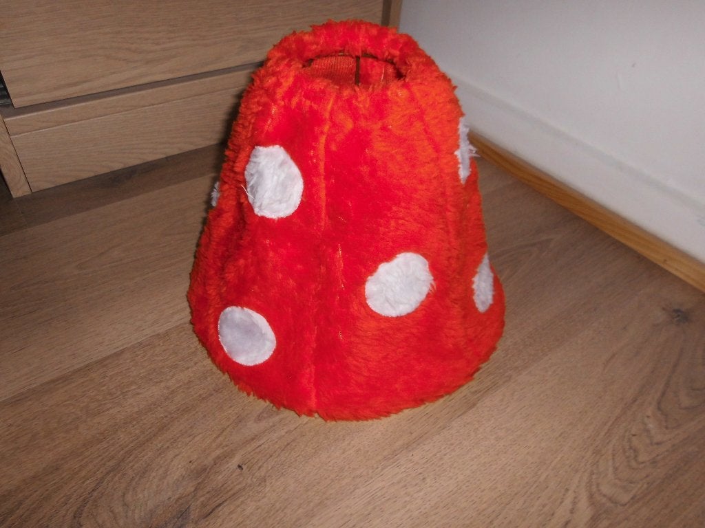 Lampenkap retro pluche vintage oranje lamp met stippen, Ophalen of Verzenden