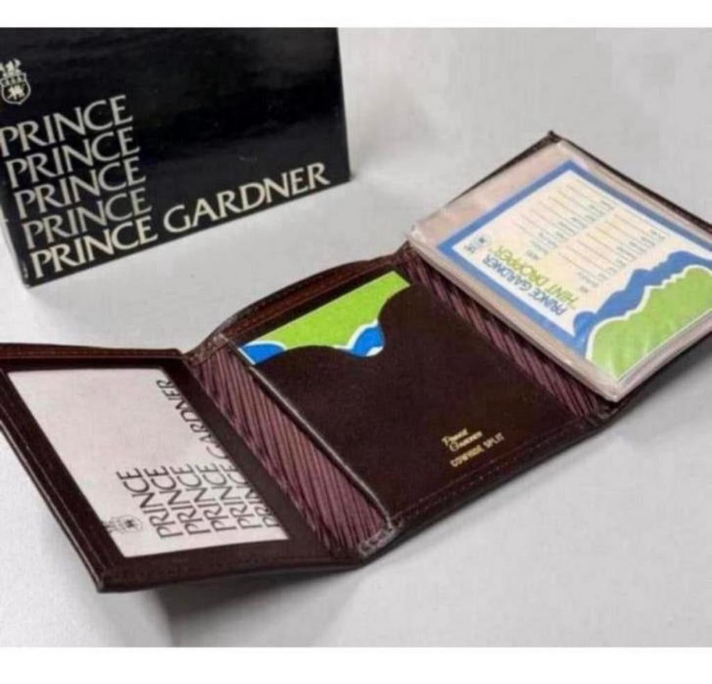 Vintage PRINCE Gardner portemonnee Cowhide split hint drop, Ophalen of Verzenden, Nieuw, Bruin, Leder