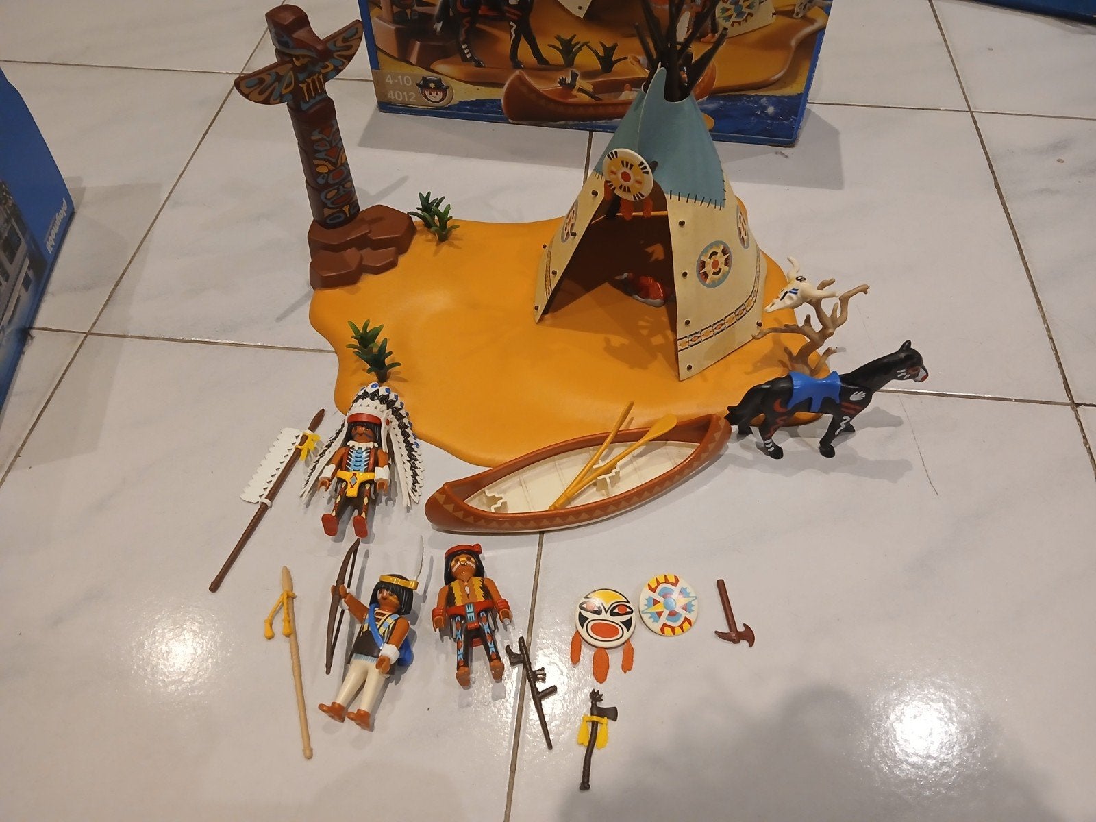 Playmobil 4012 – SuperSet Indianenstam – compleet met doos, Gebruikt, Gebouw, Complete set, Historisch