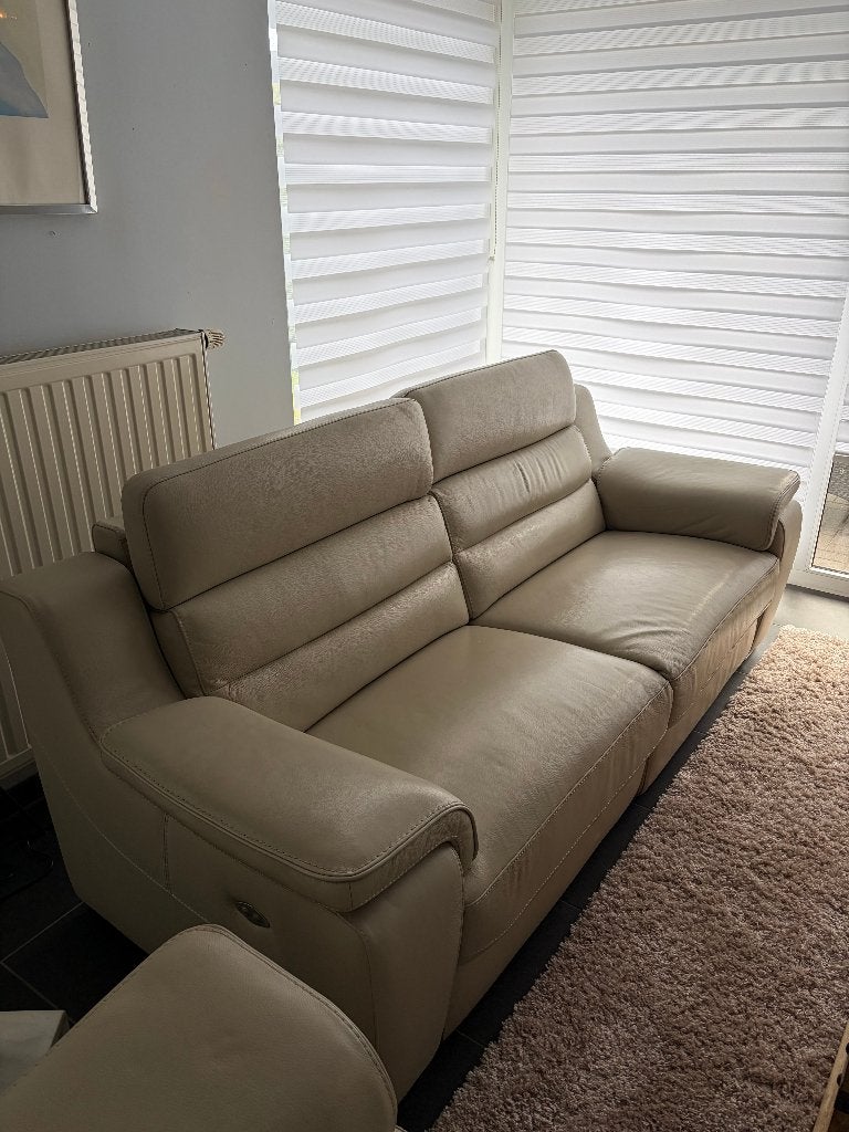 zetel - 3 zit - verstelbaar - leder, Maison & Meubles, Canapés | Salons, 200 à 250 cm, Banc droit, Enlèvement, Utilisé
