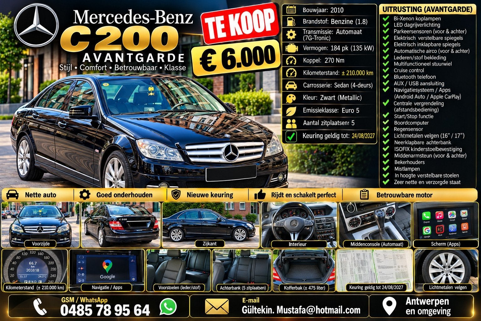 Mercedes-Benz C200 CGI Avantgarde Automaat | 184 PK, Auto's, Automaat, Particulier, Radio, Te koop