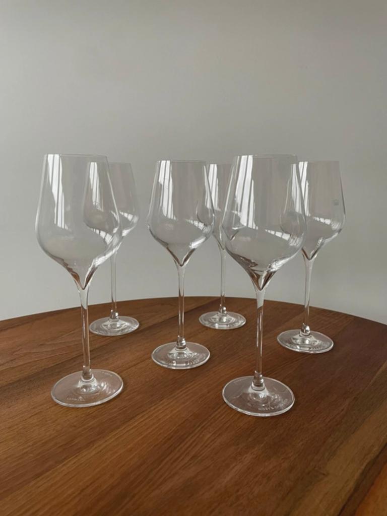 6 champagnefluiten van Lehmann Moet & Chandon, Verzamelen, Glas en Drinkglazen, Gebruikt, Overige typen, Ophalen