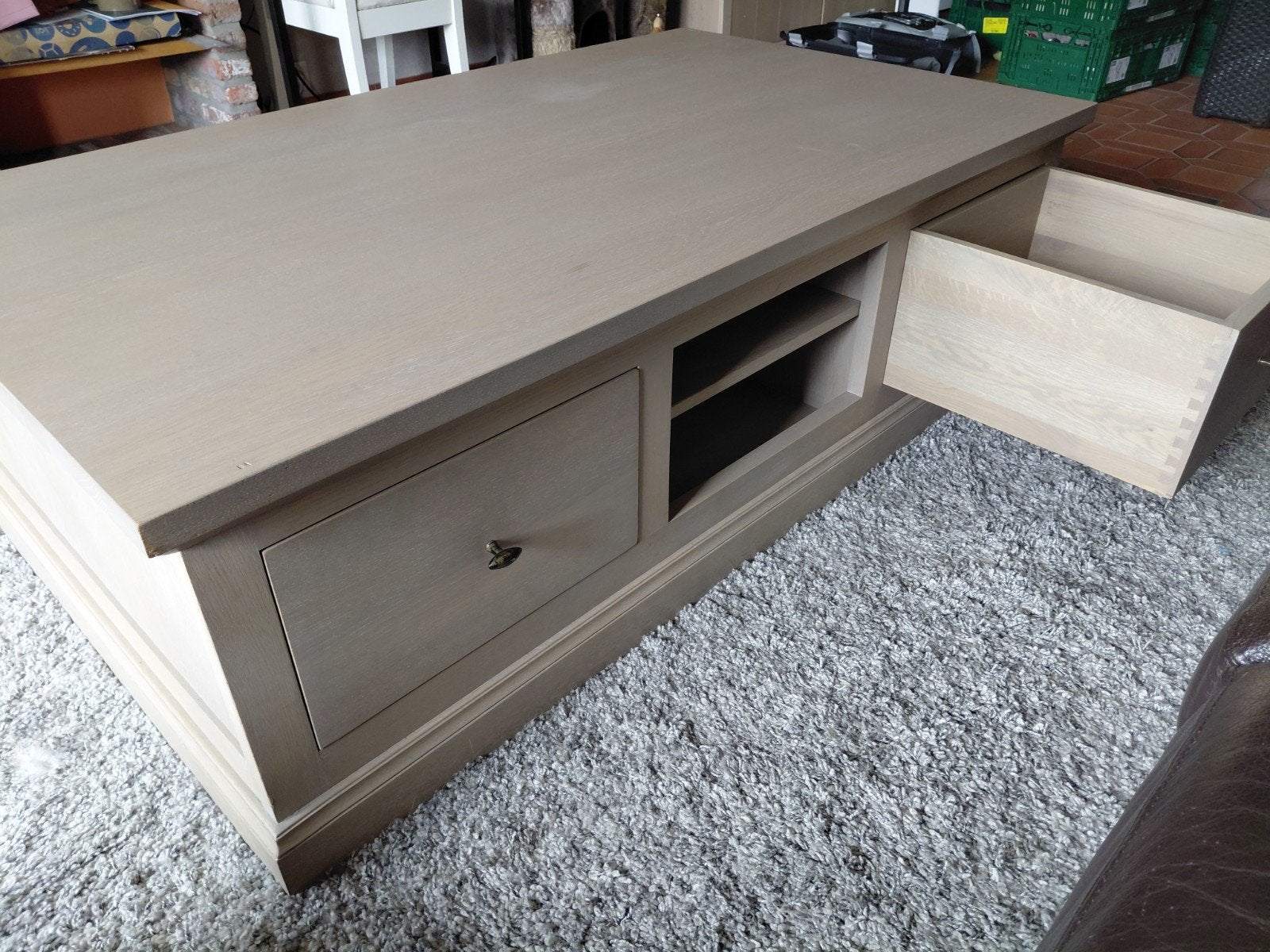 Landelijke salontafel, Ophalen, 100 tot 150 cm, 75 cm of meer, Eikenhout