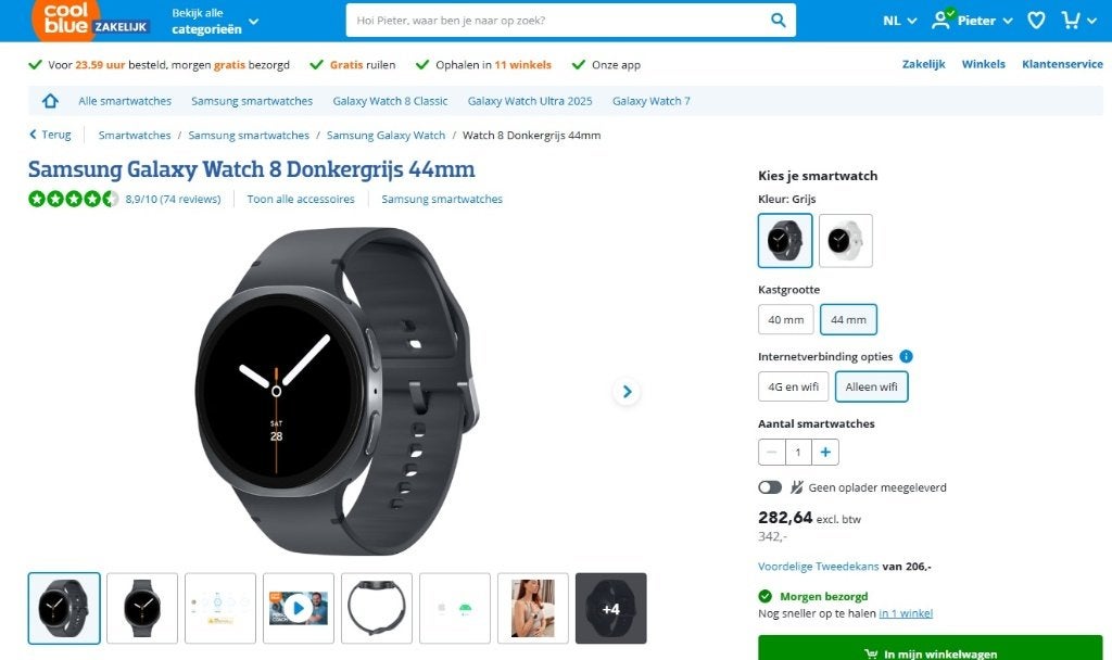 Samsung watch 8 Graphite 40mm Nieuw in verzegelde doos, Ophalen, Nieuw, Waterdicht, Grijs