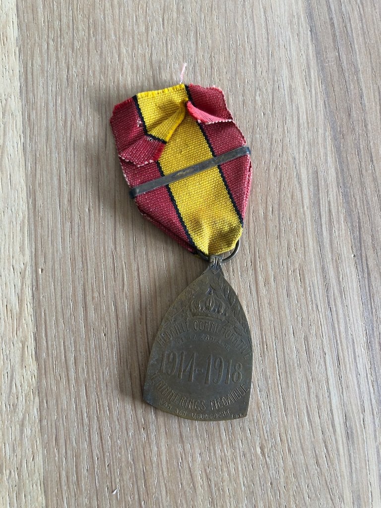 Belgische herinneringsmedaille veldtocht 1914-1918, Verzamelen, Militaria | Algemeen, Ophalen of Verzenden, Landmacht, Lintje, Medaille of Wings