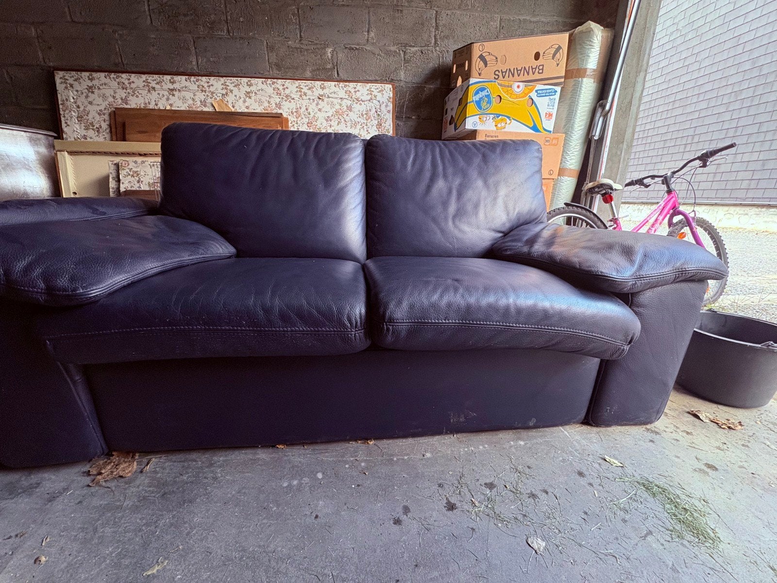 Blauwe leren woonkamer, Ophalen, Leer