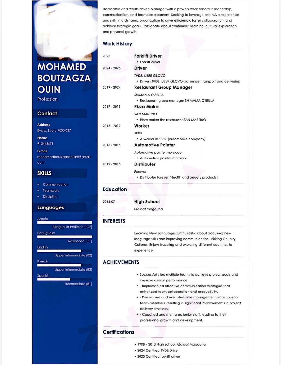 Ik ben op zoek naar een baan., Permis de conduire B, Administratif et de Secrétariat