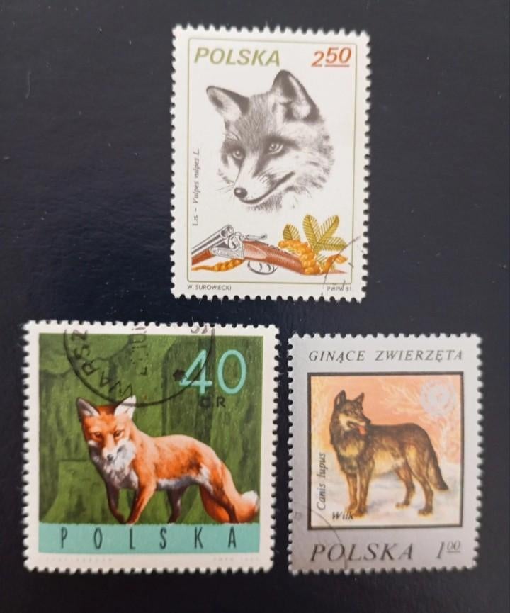 Lot of 3 CTO stamps from Poland - fox, Envoi