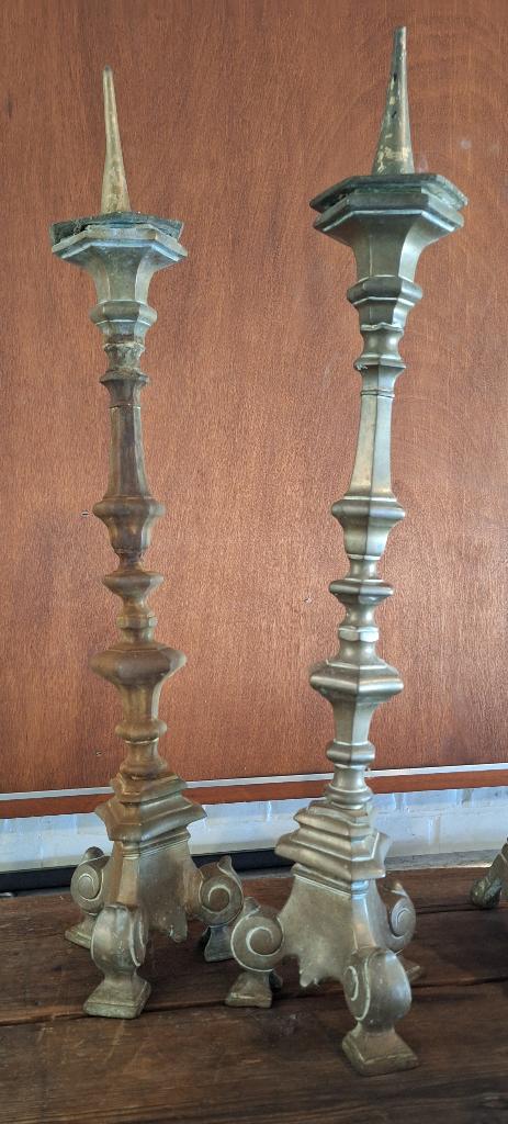paar bronzen kandelaren, Antiek en Kunst, Ophalen