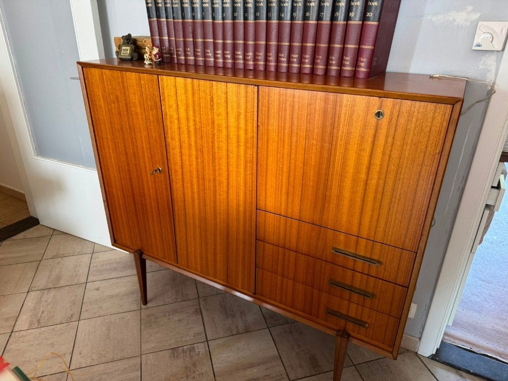 Vintage mid-century kast – jaren 60 – teakfineer, Ophalen, Gebruikt, 100 tot 150 cm, Vintage/mid-century modern/Retro