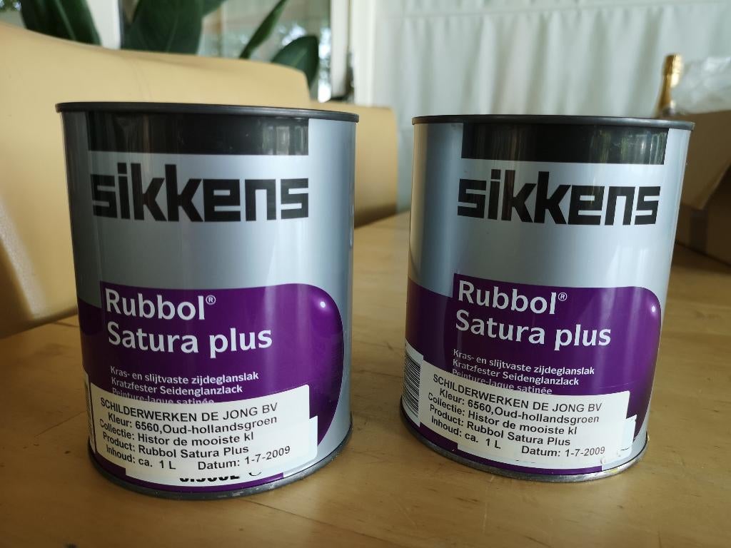 2 x Sikkens Rubbol Satura plus, Oud-Hollandsgroen, Doe-het-zelf en Bouw, Verf, Beits en Lak, Ophalen, Nieuw, Verf, Minder dan 5 liter