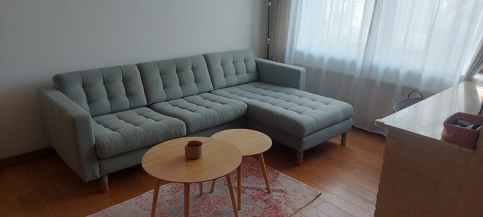Zetel met chaise longue, Ophalen, Hout
