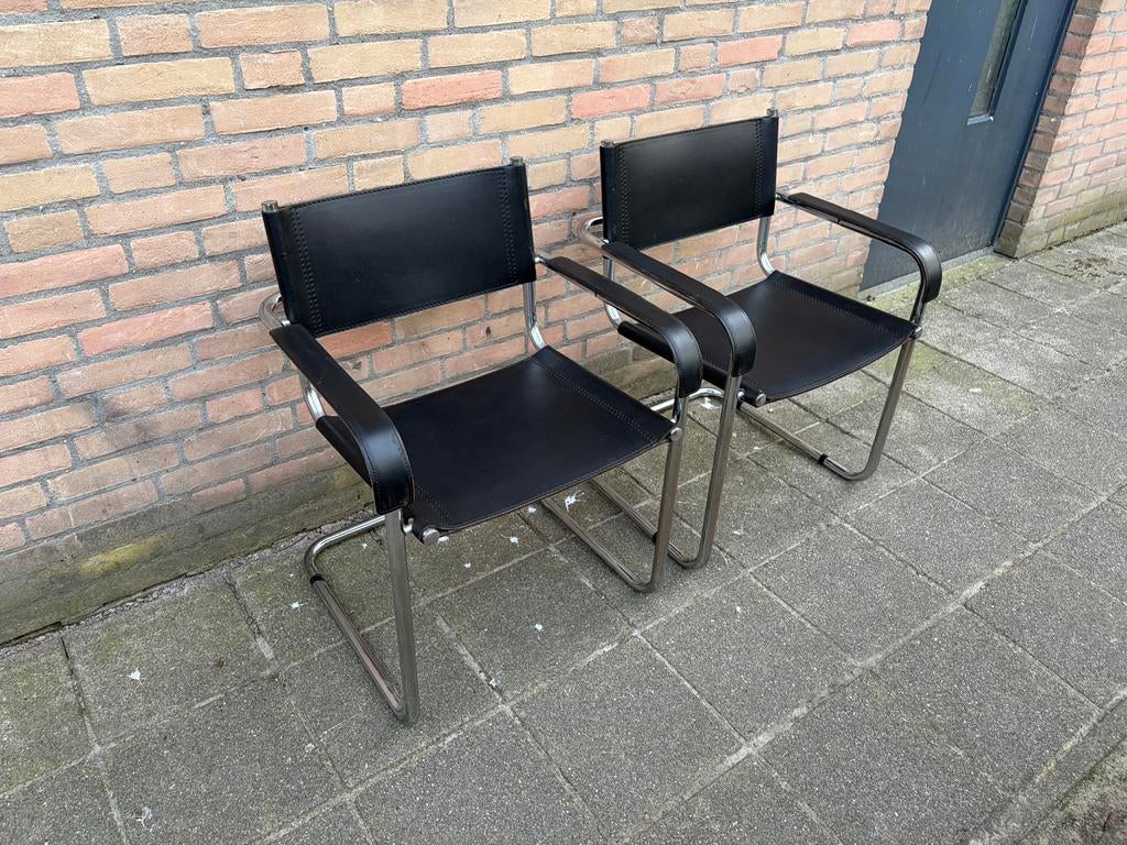 2 Vintage Sledestoelen, lijkt op S34 / MG5, Comme neuf, Deux, Enlèvement, Cuir