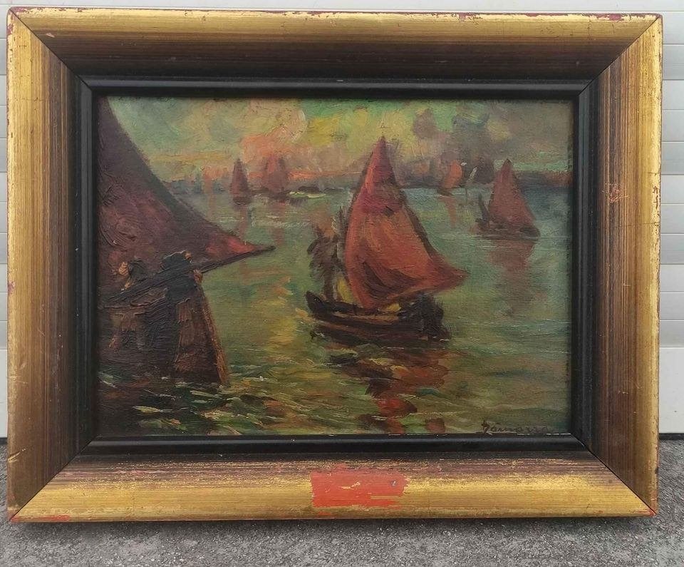 huile sur panneau venise signe albert zamarra, Enlèvement ou Envoi, Panneau