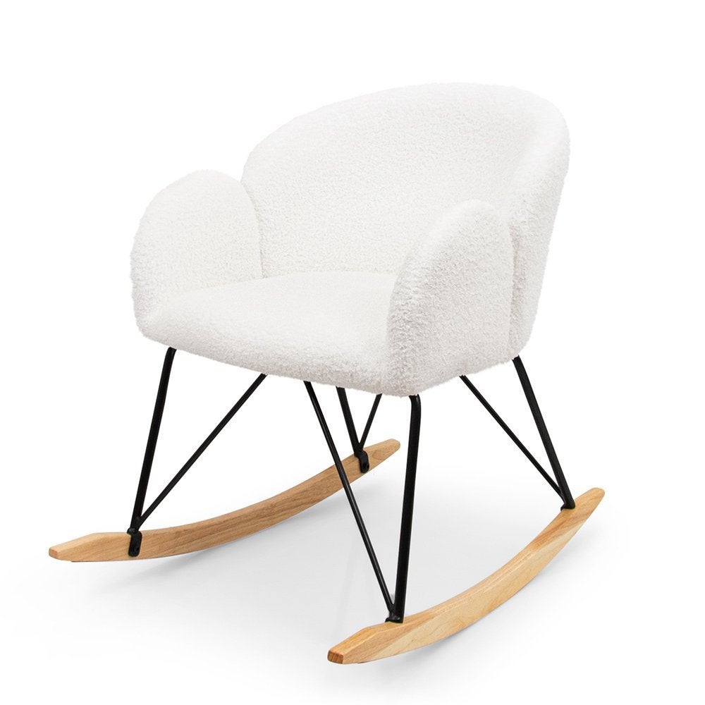 Fauteuil à bascule Teddy blanc, Maison & Meubles, Enlèvement, Comme neuf, Tissus