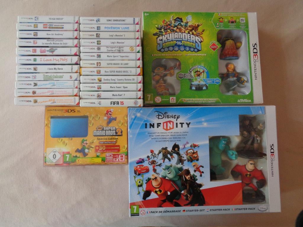 nintendo 3ds xl spécial édition super mario bros 2 + 26 jeux, Ophalen, Zo goed als nieuw