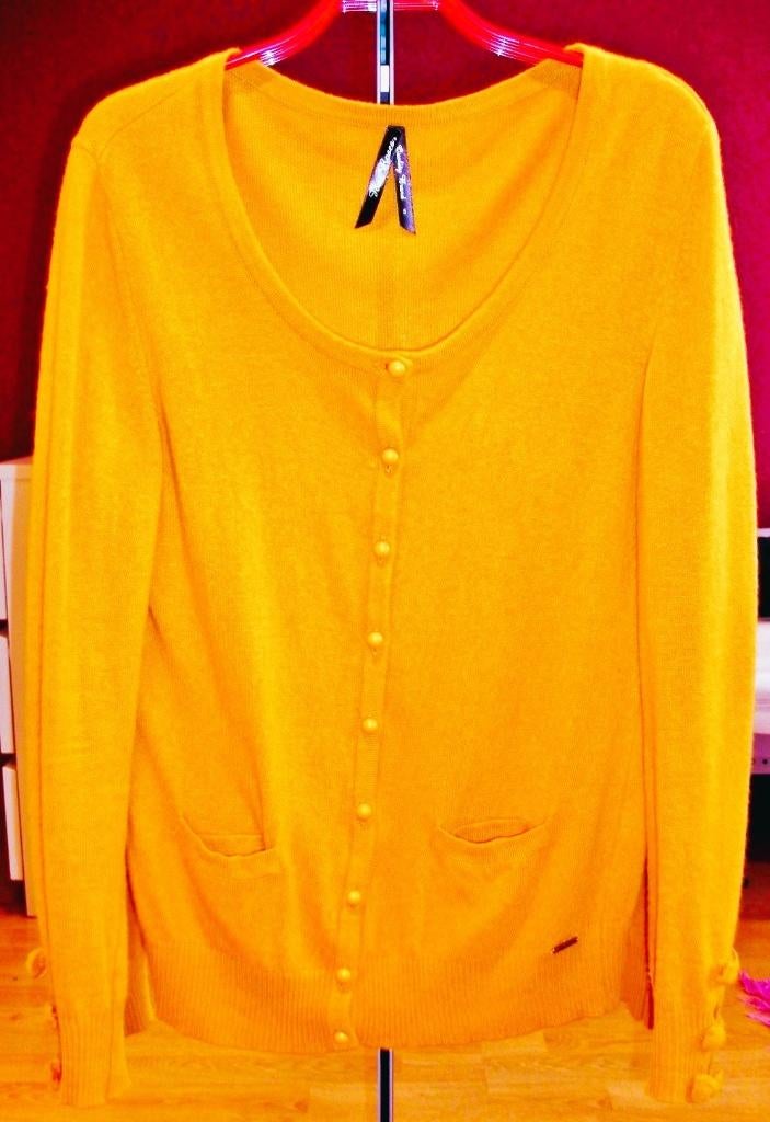 Te  koop: Mooie oranje/gele cardigan van "Four Roses" 5, Kleding | Dames, Oranje, "Four Roses", Gedragen, Ophalen