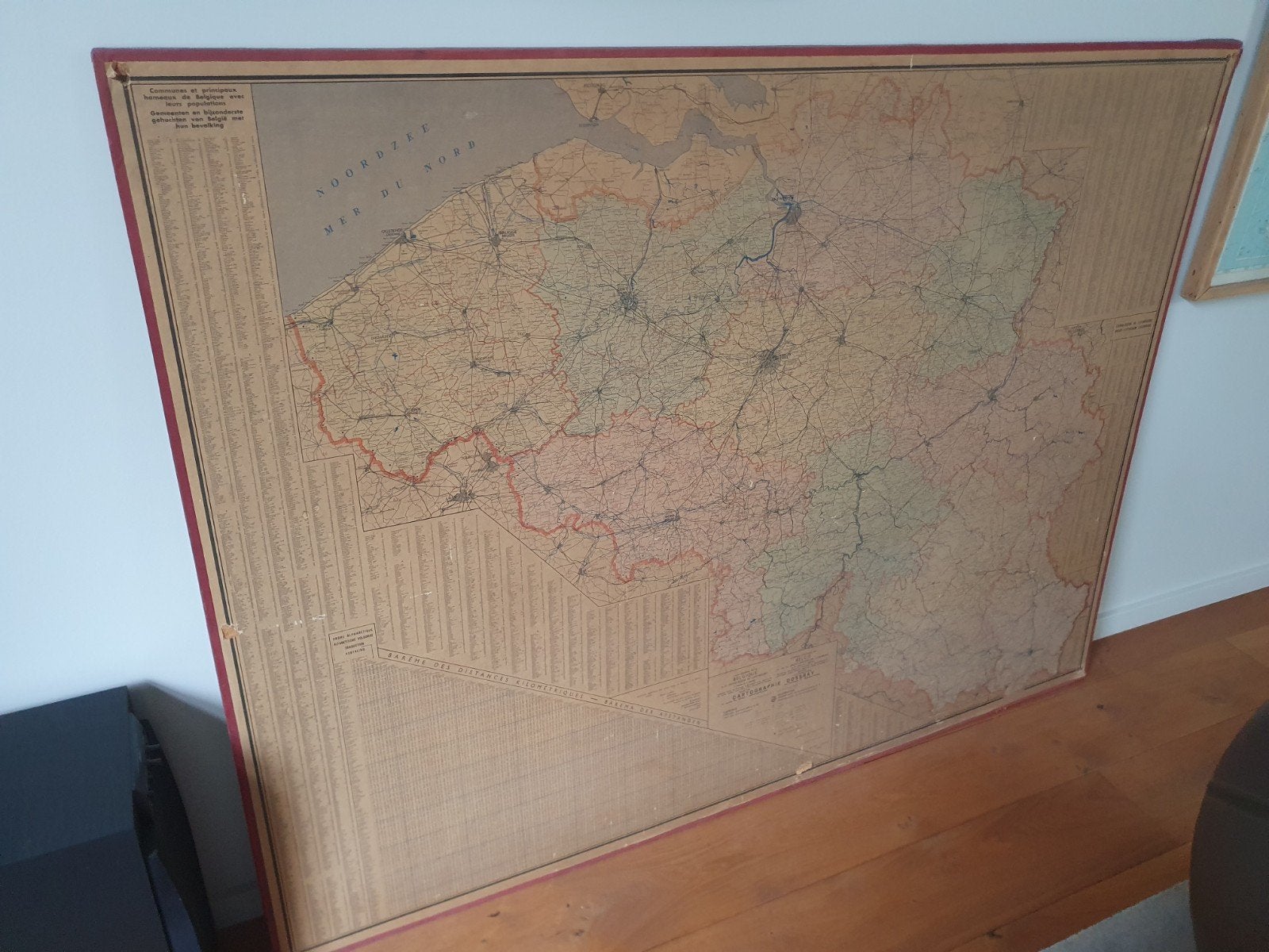 Ancienne carte de la Belgique (1956), Antiquités & Art, Enlèvement
