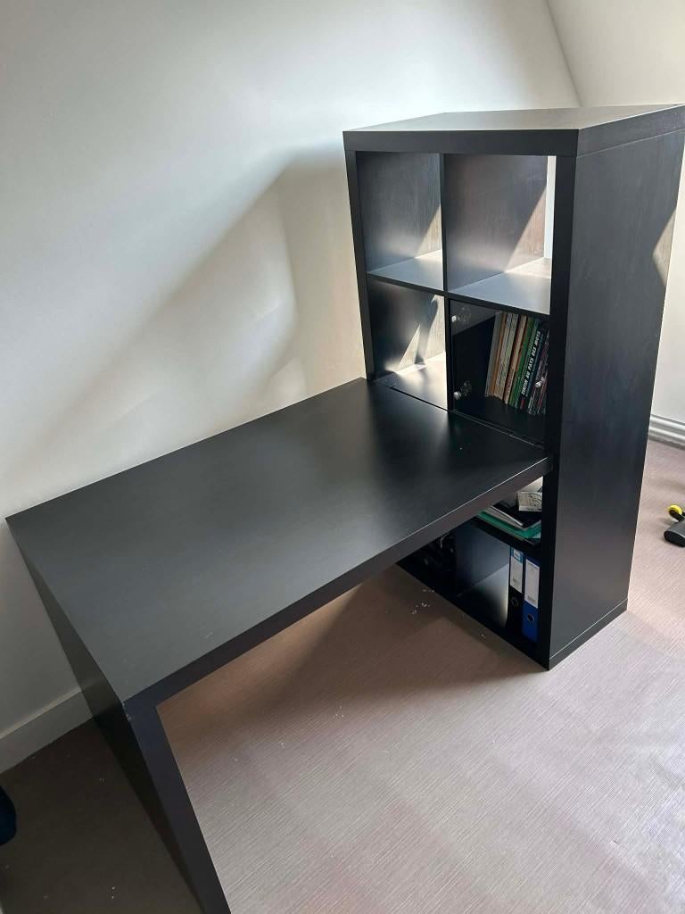 bureau brun noir IKEA avec étagère KALLAX, Maison & Meubles, Enlèvement, Comme neuf