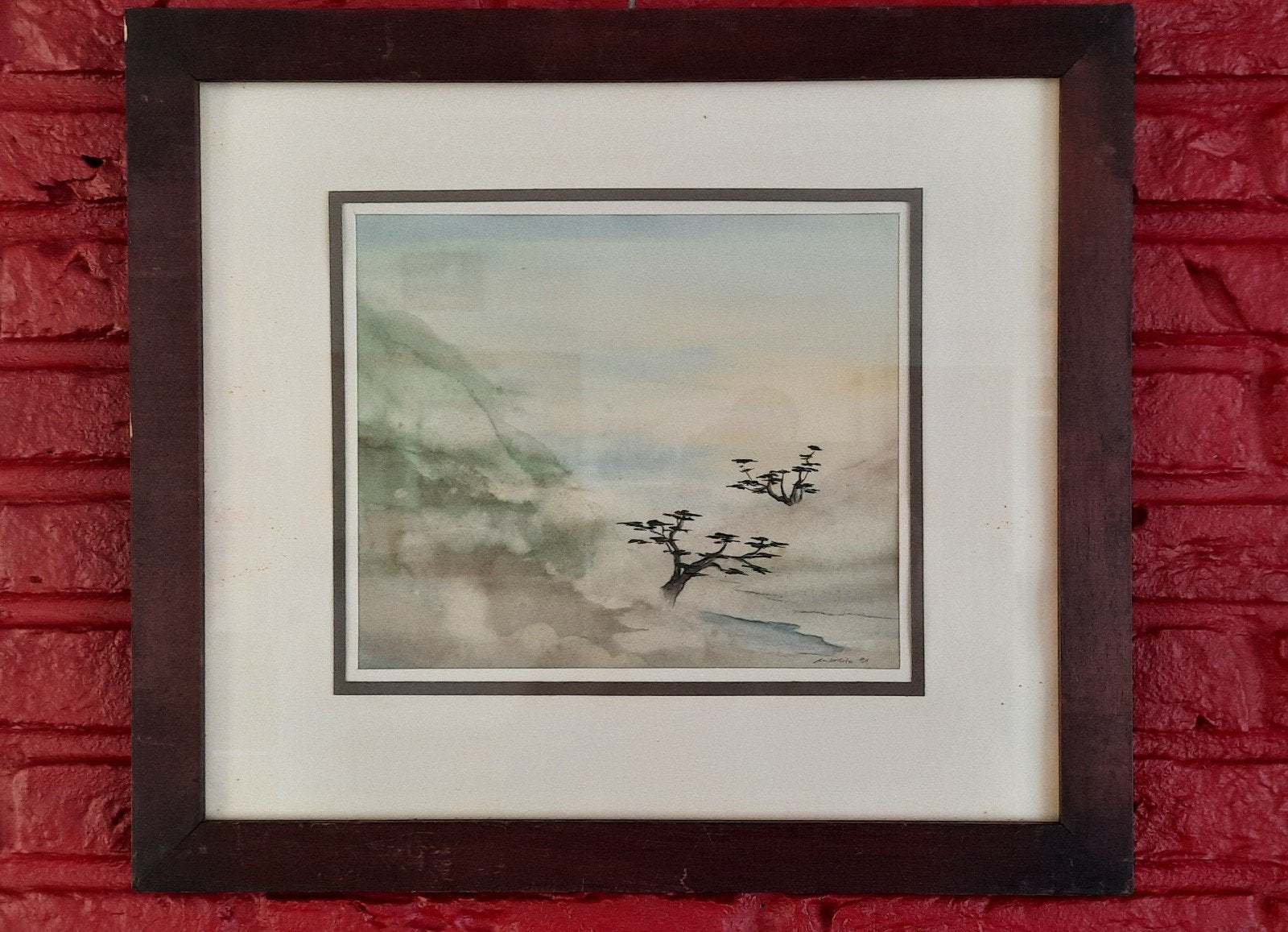 Schilderij Oost Aziatische inktstijl Gesigneerd r.o, Antiek en Kunst, Kunst | Niet-Westerse kunst, Ophalen, Schilderij