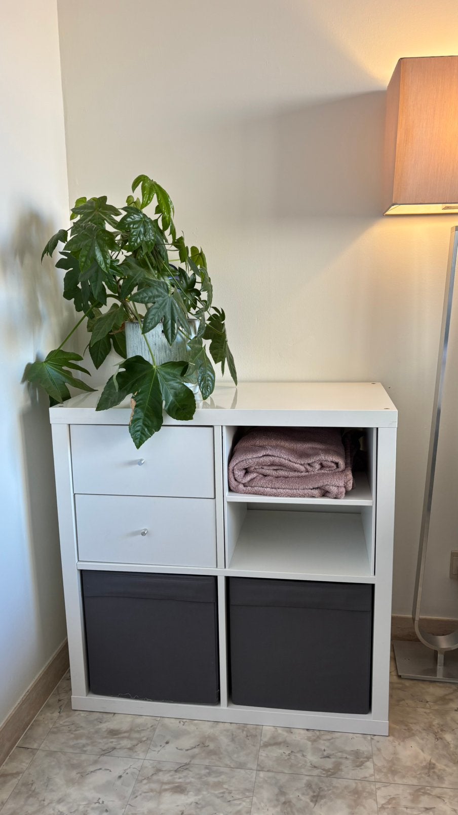IKEA KALLAX Kast (2x2) incl. 2 Lades, Inzetplank & 2 Manden, Enlèvement, Comme neuf