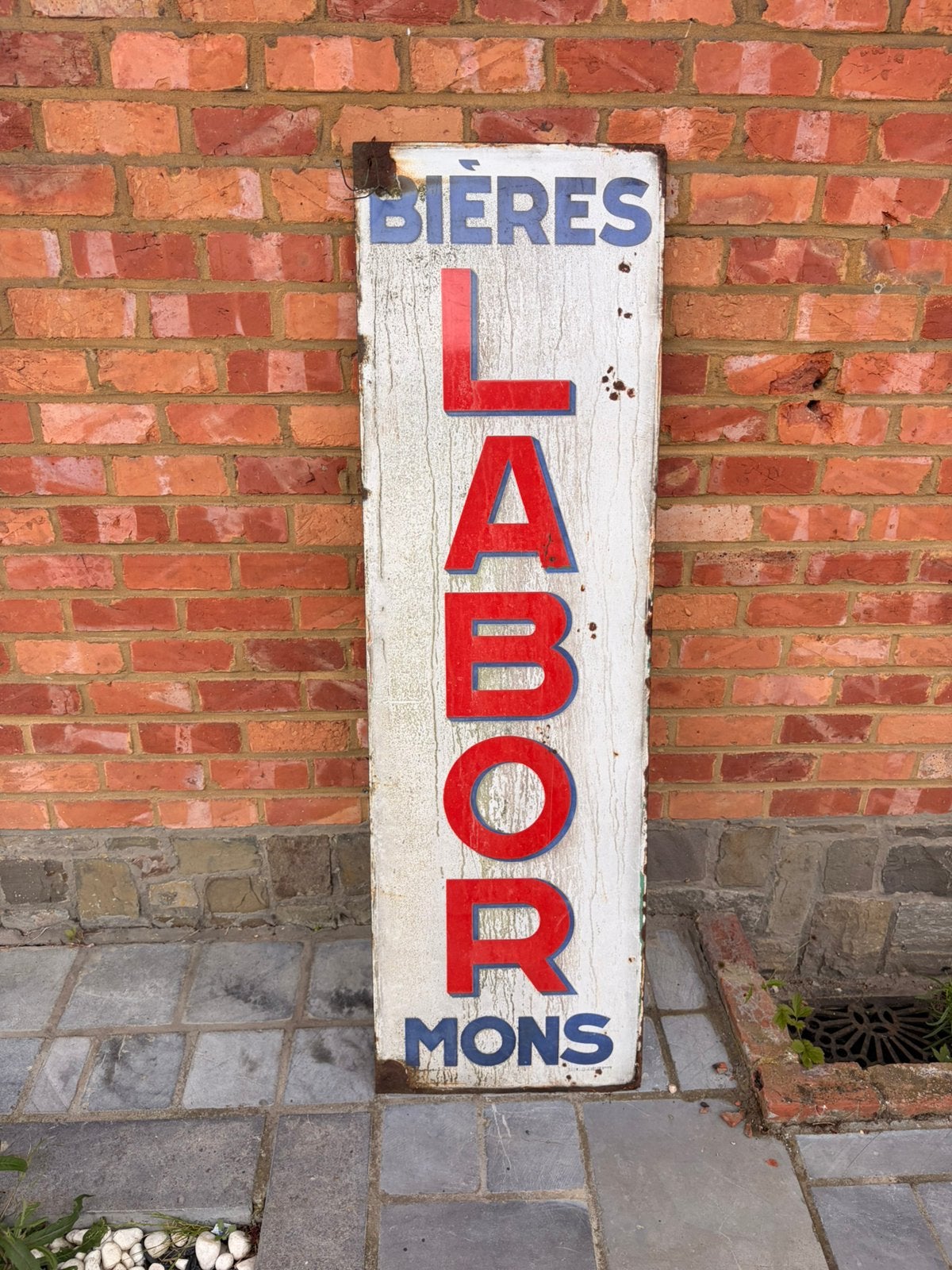 Ancienne plaques émaillée publicitaire BIÈRES LABOR  MONS, Antiquités & Art, Enlèvement