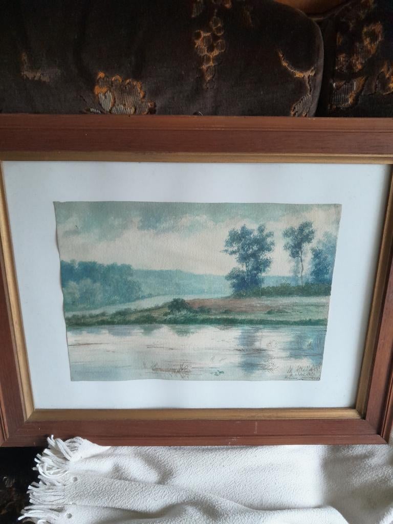 Aquarel door belgische Princess ???? 1871, Antiek en Kunst, Ophalen of Verzenden