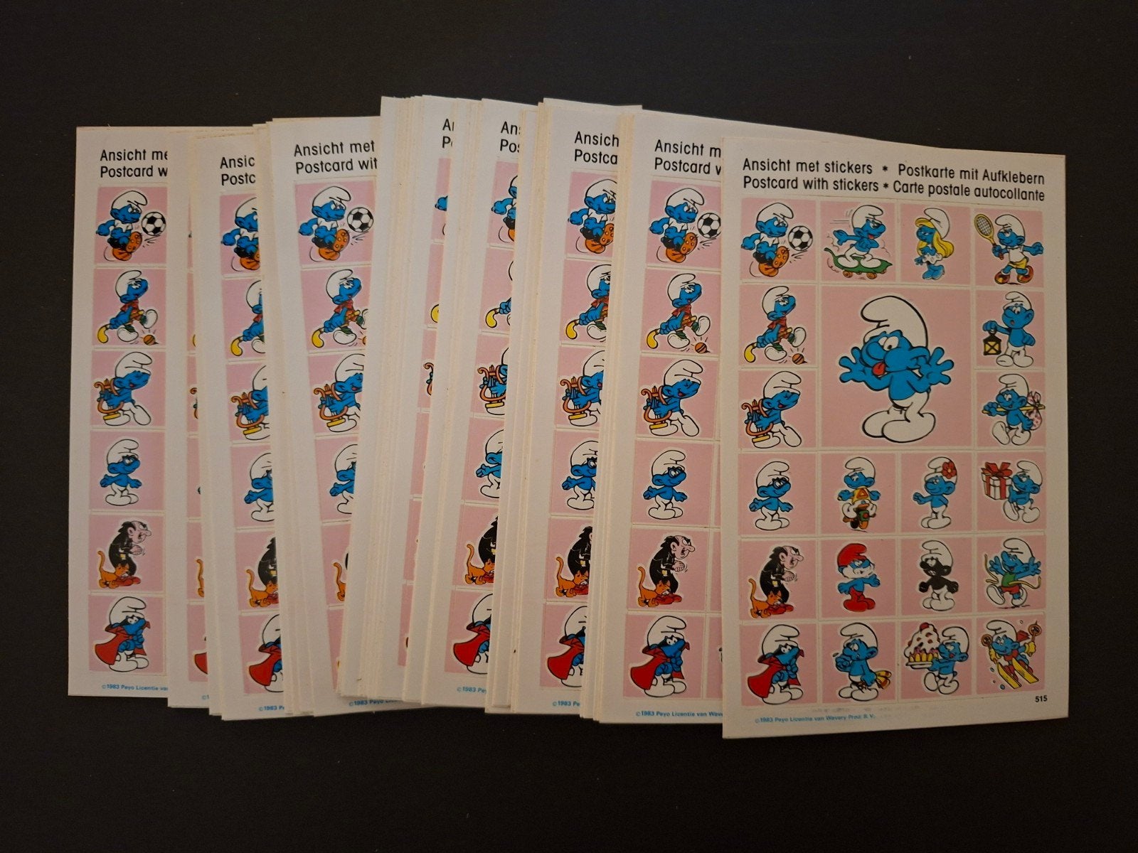Carte postale autocollante Les Schtroumpfs 1983, Enlèvement ou Envoi, Neuf, Bande dessinée ou Dessin animé