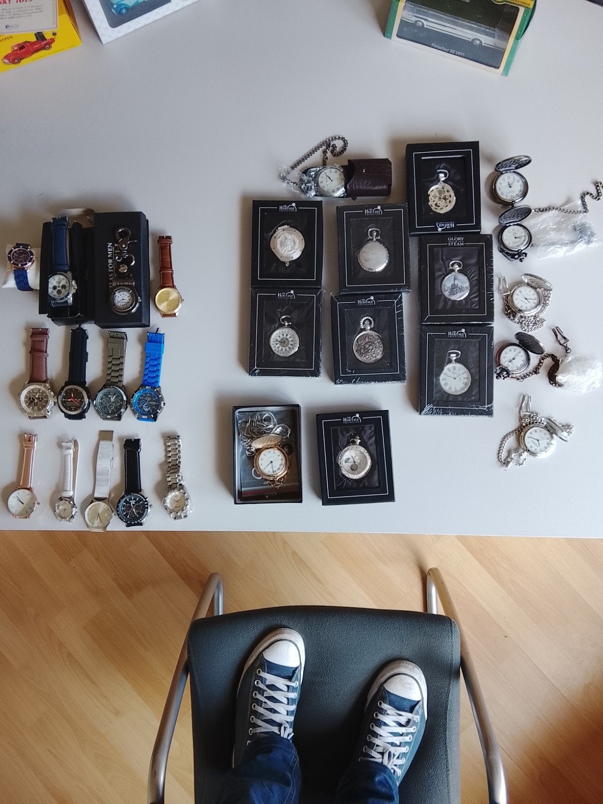 13 montres neuf plus 15 montres à gousset neuf, Enlèvement