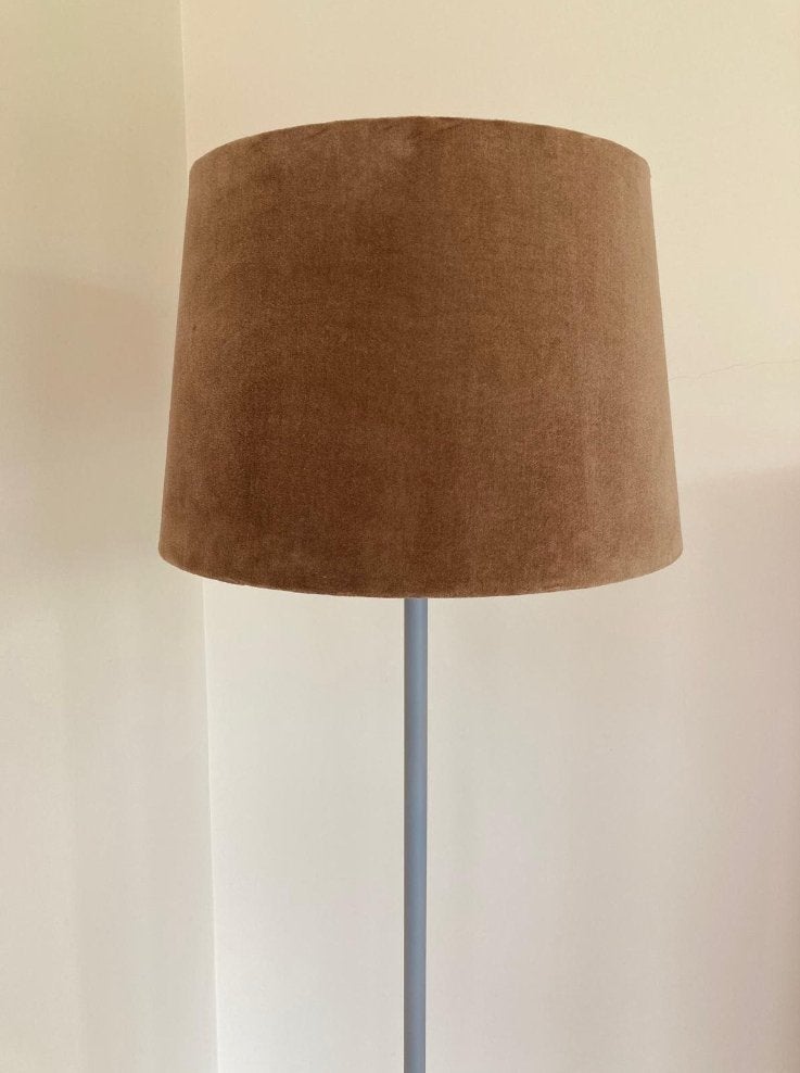 Grote lampenkap in bruin velours 42 cm, Huis en Inrichting, Ophalen, Rond, Zo goed als nieuw, 42 cm