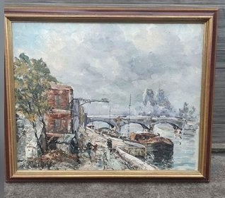 huile sur toile notre dame signe raymond  besse, Enlèvement ou Envoi, Toile