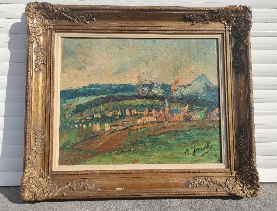 huile sur toile paysage signe jacob, Enlèvement ou Envoi, Paysage, Toile