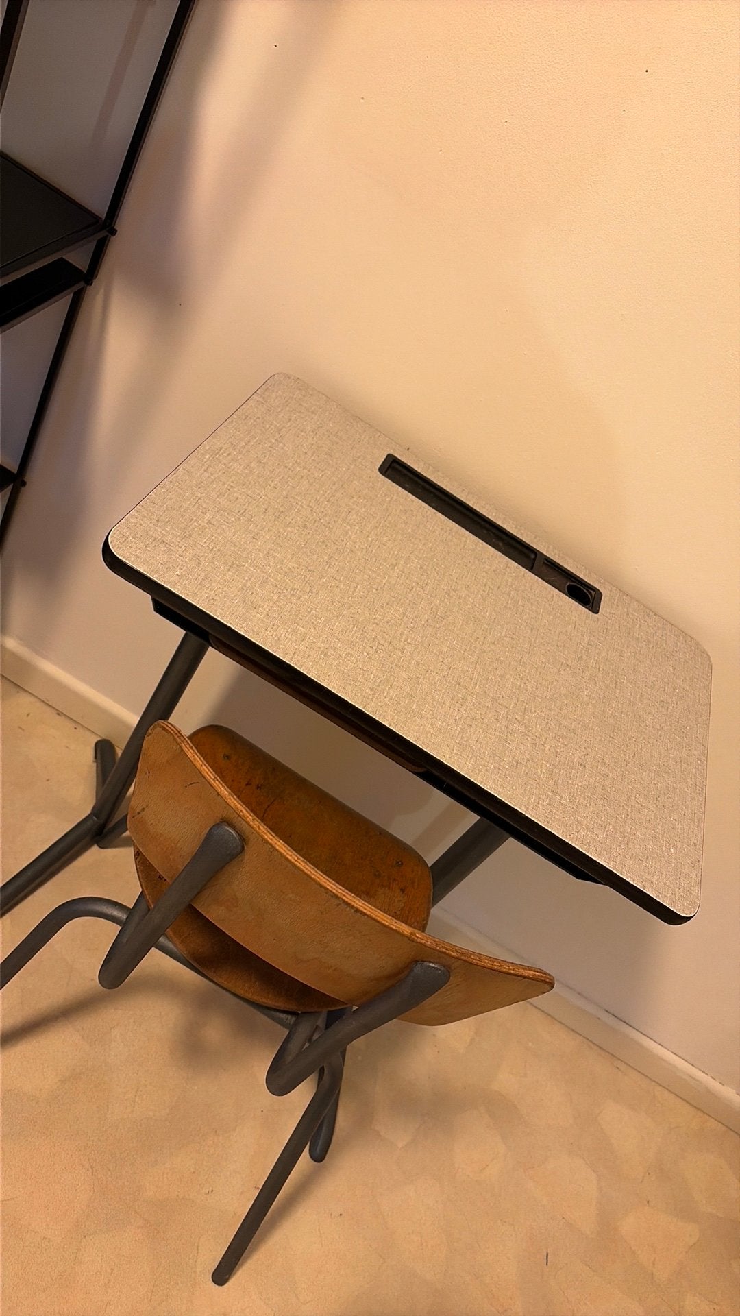 retro lessenaar + stoel, Autres marques, Autres styles, Comme neuf, Enlèvement