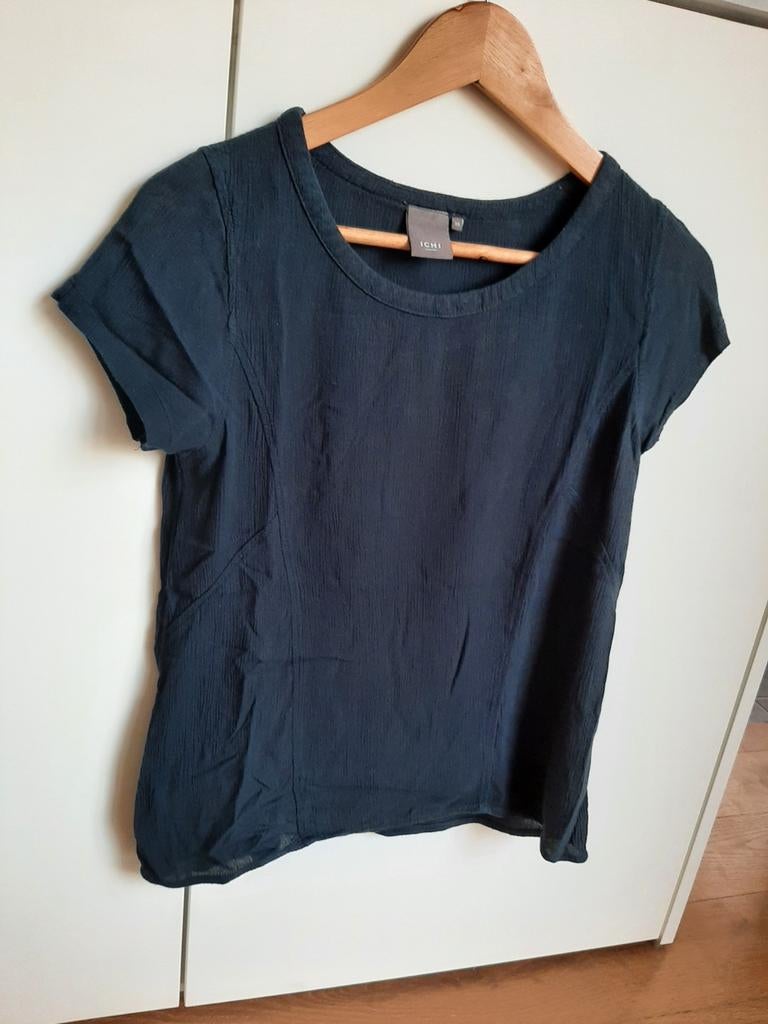 Dameskleding donkerblauwe blouse Ichi - XS, Kleding | Dames, Ophalen, Blauw, Korte mouw, Maat 34 (XS) of kleiner