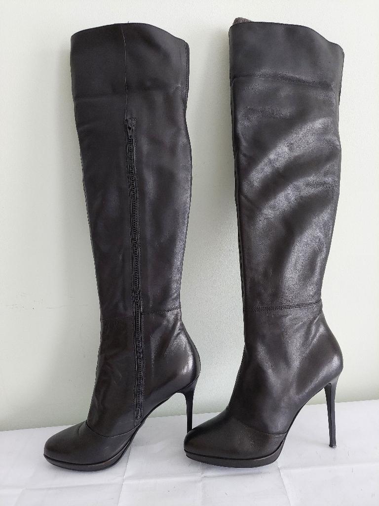 66C* IDEA SHOES sexy hoge zwarte leren laarzen (40), Kleding | Dames, Schoenen, Gedragen, Hoge laarzen, Zwart, Verzenden