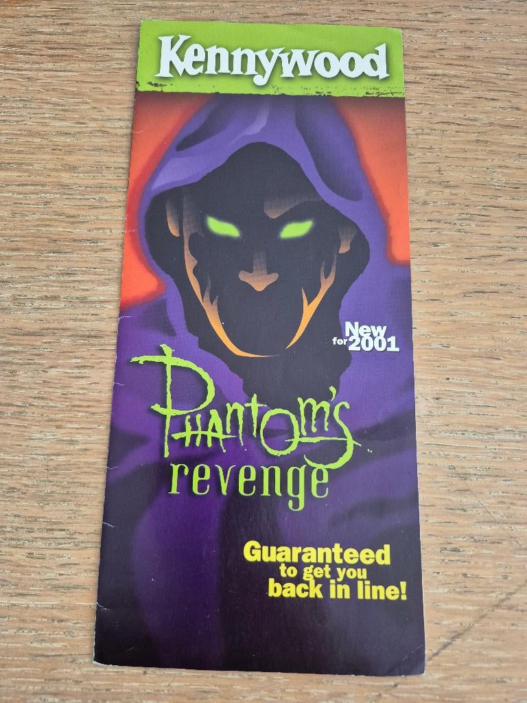 Flyer Kennywood 2001 Phantom's Revenge coaster, Verzenden, Zo goed als nieuw