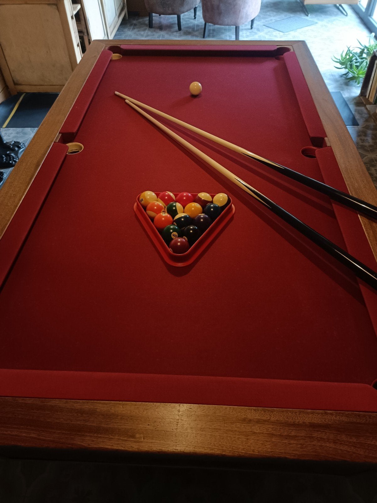 authentieke pooltafel, Leo Corin, leisteen blad, compleet, Sport en Fitness, Biljarten en Poolen, Ophalen, Gebruikt, Pooltafel