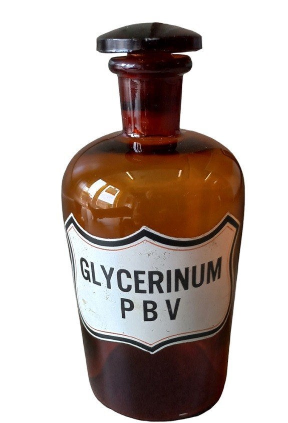 ancien flacon de pharmacie « Glycerinum PBV »., Antiquités & Art, Enlèvement ou Envoi