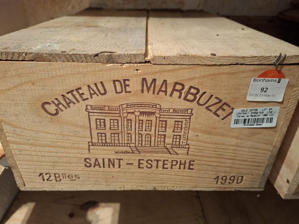 12 flessen Château Marbuzet 1990, Verzamelen, Wijnen, Ophalen