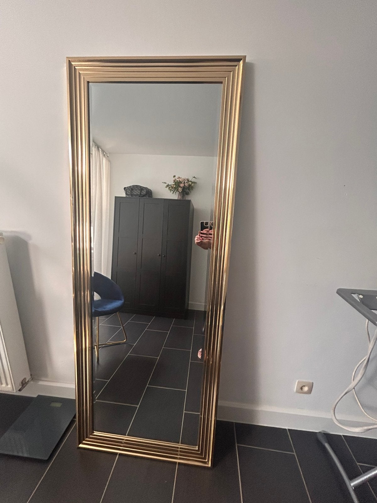 Grote spiegel 70cm op 180cm gouden rand, Huis en Inrichting, Woonaccessoires | Spiegels, Ophalen, Zo goed als nieuw